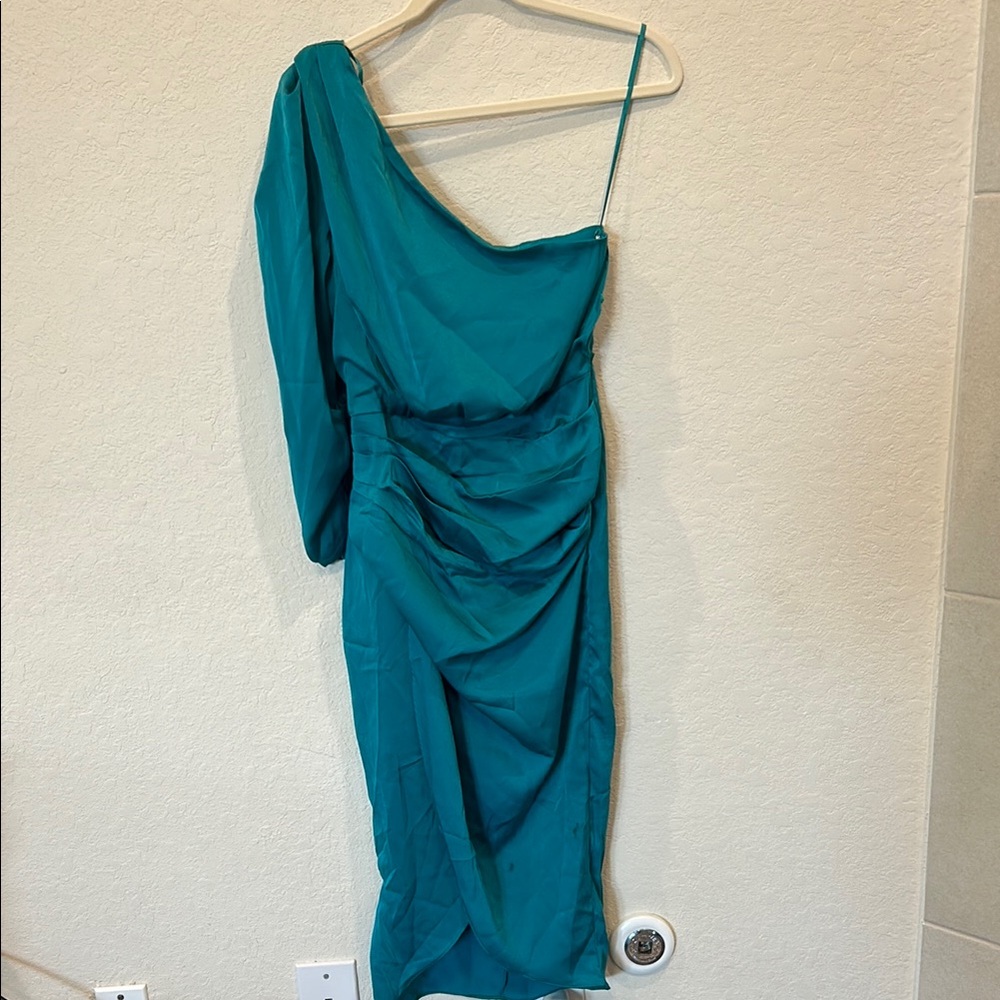 Elegant Teal One-Shoulder Dress